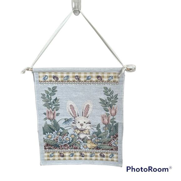 Creative Enterprises Tapestry Rabbit Bunny Easter Wall Hanging - Picture 2 of 5